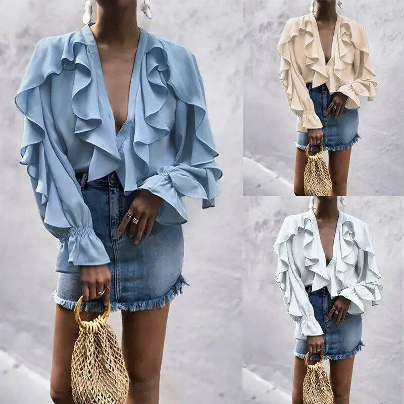 Британская женская летняя блузка Свободная шифоновая с v образным вырезом и