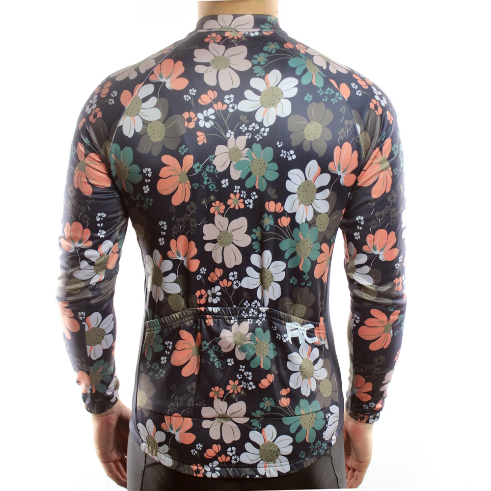 Racmmer 2021 Mens Long Sleeve Cycling Jersey Flower Road Bike MTB Clothing Wear Spring Autumn Clothes Kit Bicycle Maillot | Спорт и