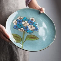 chinese tableware western steak plate spaghetti plate irregular household large dish creative hand painted plate