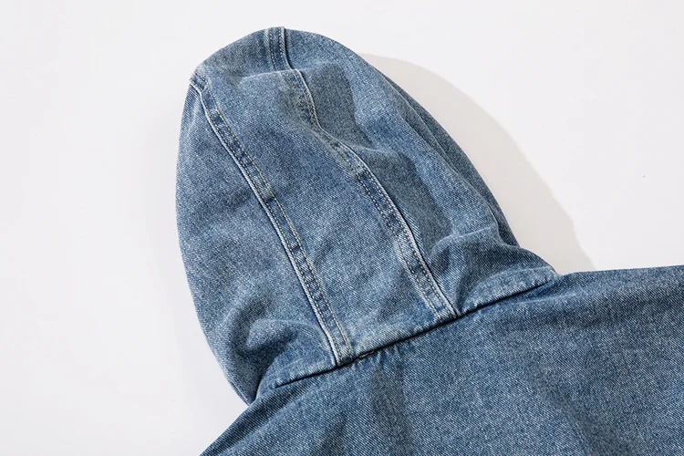 

Multi denim jacket hip hop street clothing men retro punk loose hooded denim jacket denim jacket men blue coat