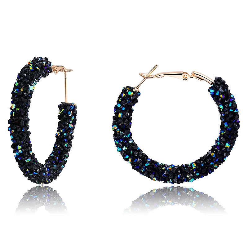 Корейские круглые хрустальные крупные серьги с подвесками для женщин Женские