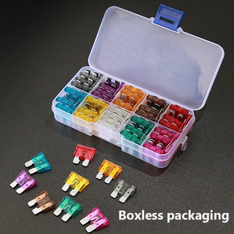 

100pcs Boxed Car Fuse Zinc Alloy Plastic Material SUV Mini Small Car Fuse 5A 7.5A 10A 15A 20A 25A 30A Car Fuse