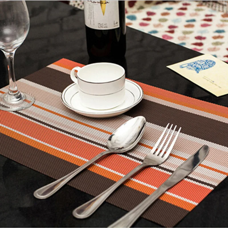 

PVC Non-slip Pad Kitchen Accessories Stripe Pat Dining Table Mats Oil-proof Table Placemat Heat Insulation Waterproof 30*45cm