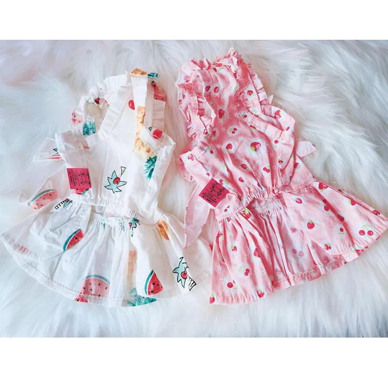 Платье для девочек с фруктовым принтом летняя одежда домашних животных на