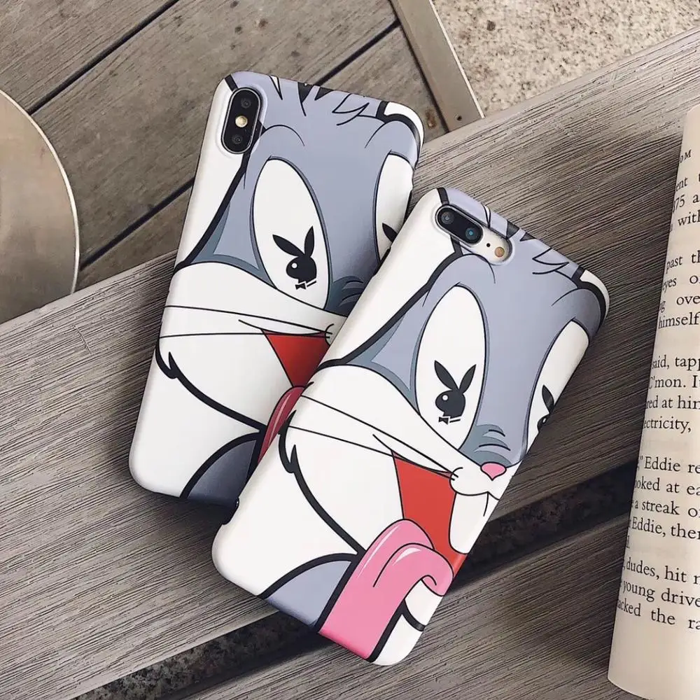 Милый мультяшный чехол для телефона с кроликом iPhone 6S 7 8PLus XR XS Max мягкий ТПУ 11 Pro