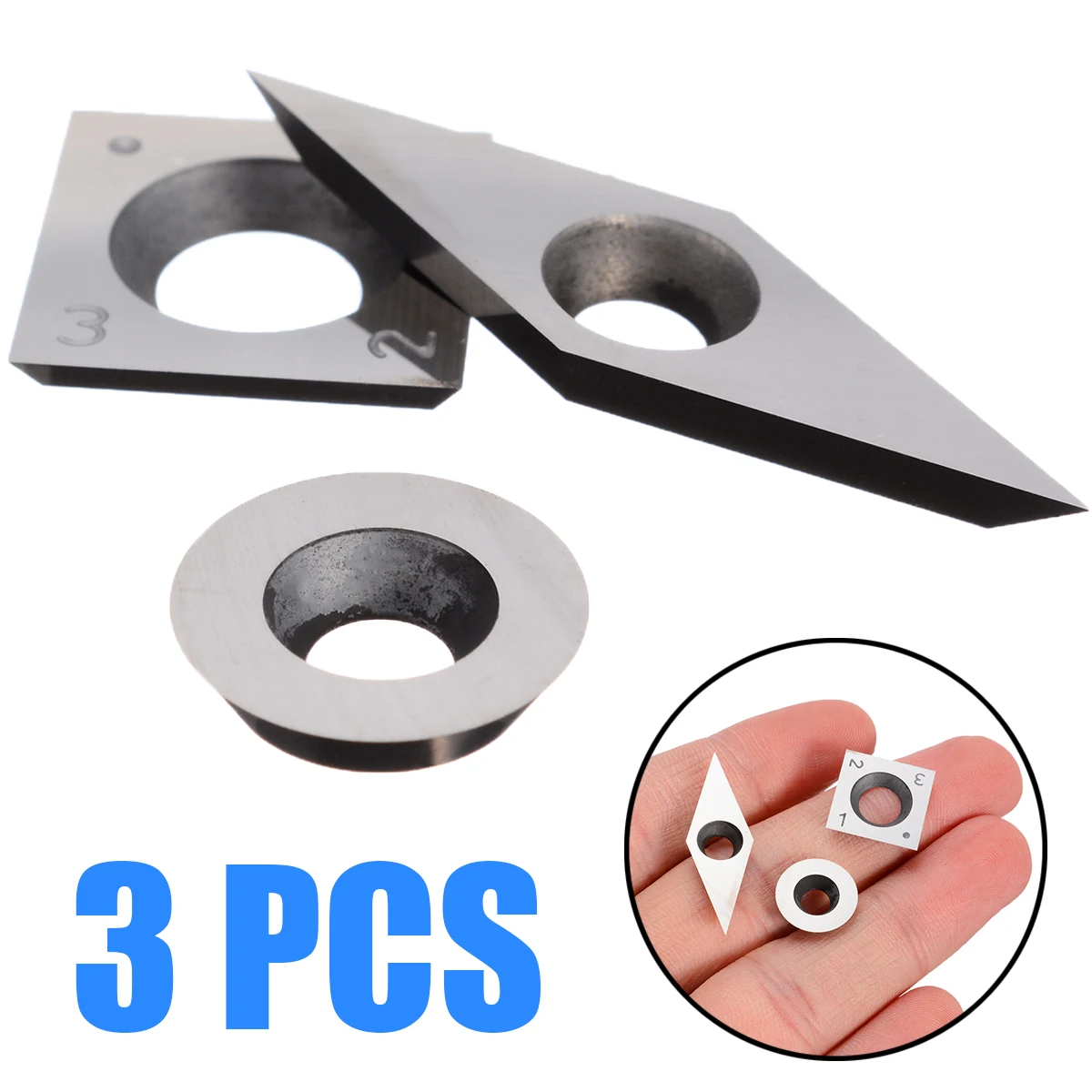 

3pcs/Set Solid Tungsten Blades 94.5HRA Carbide Inserts CNC Lathe Turning Tool Cutters for Machining Wood Chipboard MDF/HDF