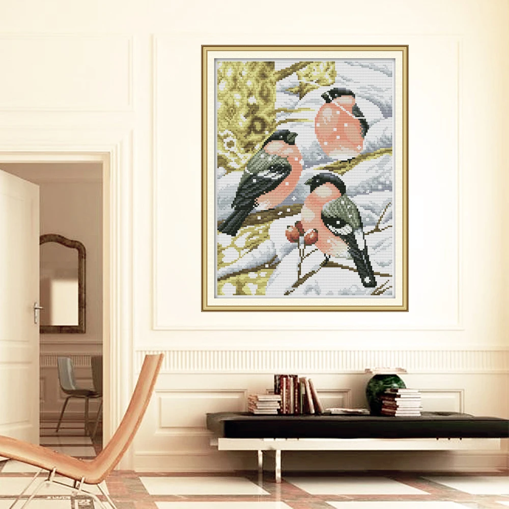 Набор для вышивки крестом Joy Sunday красная птица на снегу животные стиль 11 и 14CTDIY