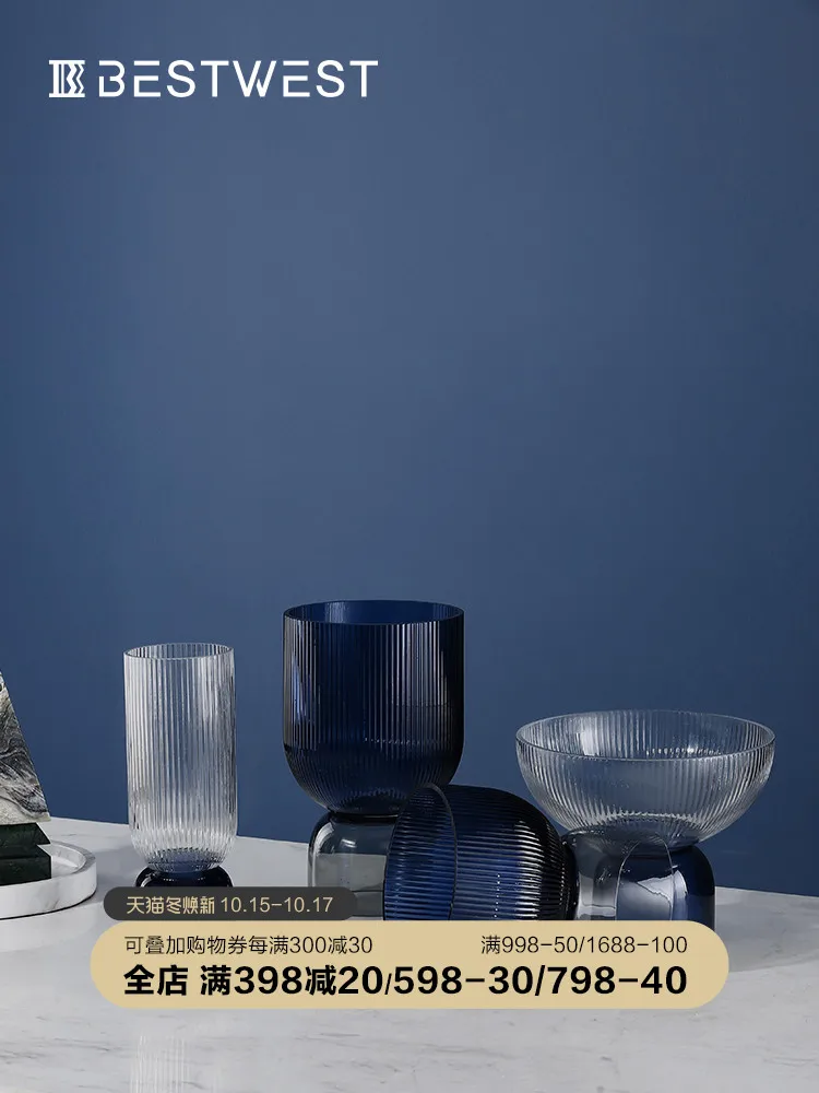 

Creative splicing glass vase ornaments living room table transparent insert vase soft decoration light luxury
