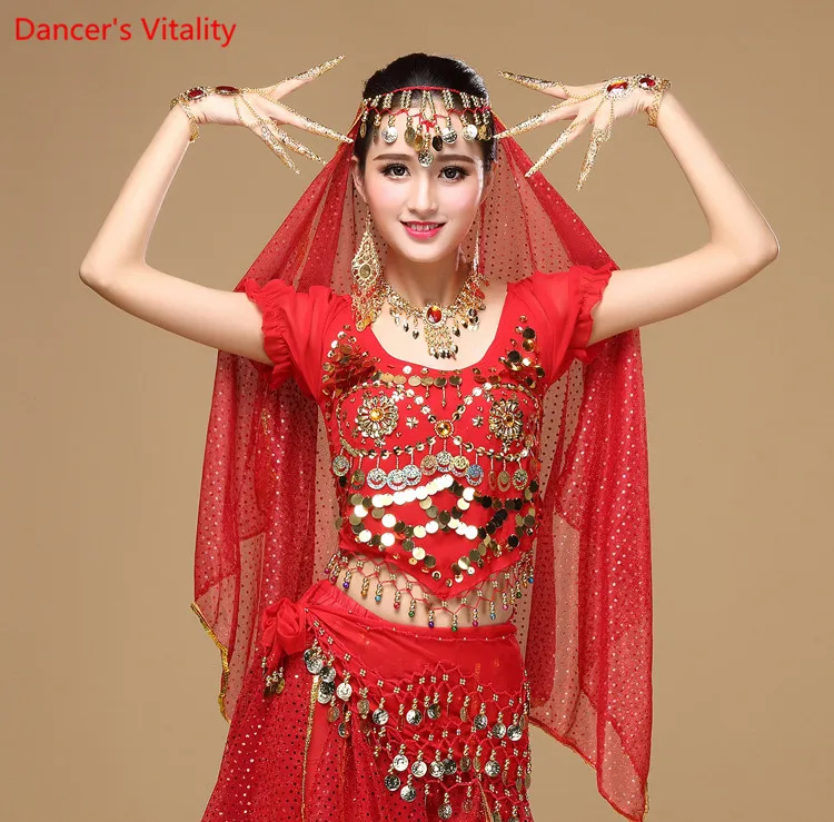 Женский костюм для танца живота шифоновый топ с короткими рукавами-фонариками и