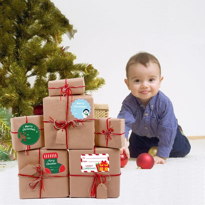 Ярлыки наклейки Санта снеговики Рождественская елка олень день рождения свадьба