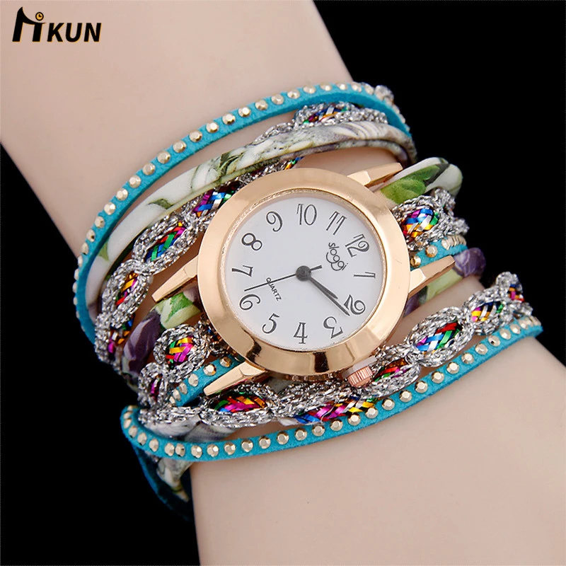 Женские наручные часы браслет с намоткой повседневные на ремешке кварцевые relogio