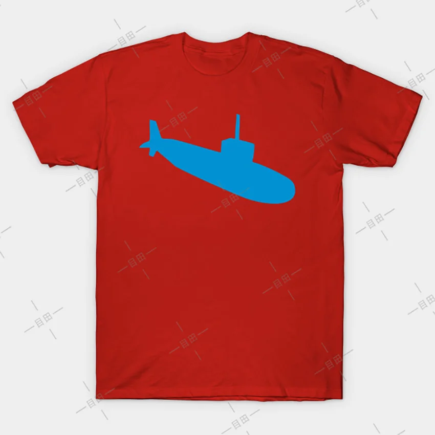 Blue Submarine Silhouette T-Shirt Tee graphics toys toy submarines submarine blue sea ocean underwater vehicle | Мужская одежда