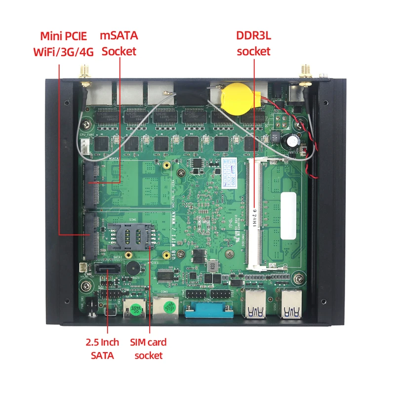 Мини-ПК Intel Core i5 7200U i3 7100U 6 LAN 211AT Gigabit Ethernet 4 * USB HDMI RJ45 RS232 Pfsense OPNSense | Компьютеры и офис