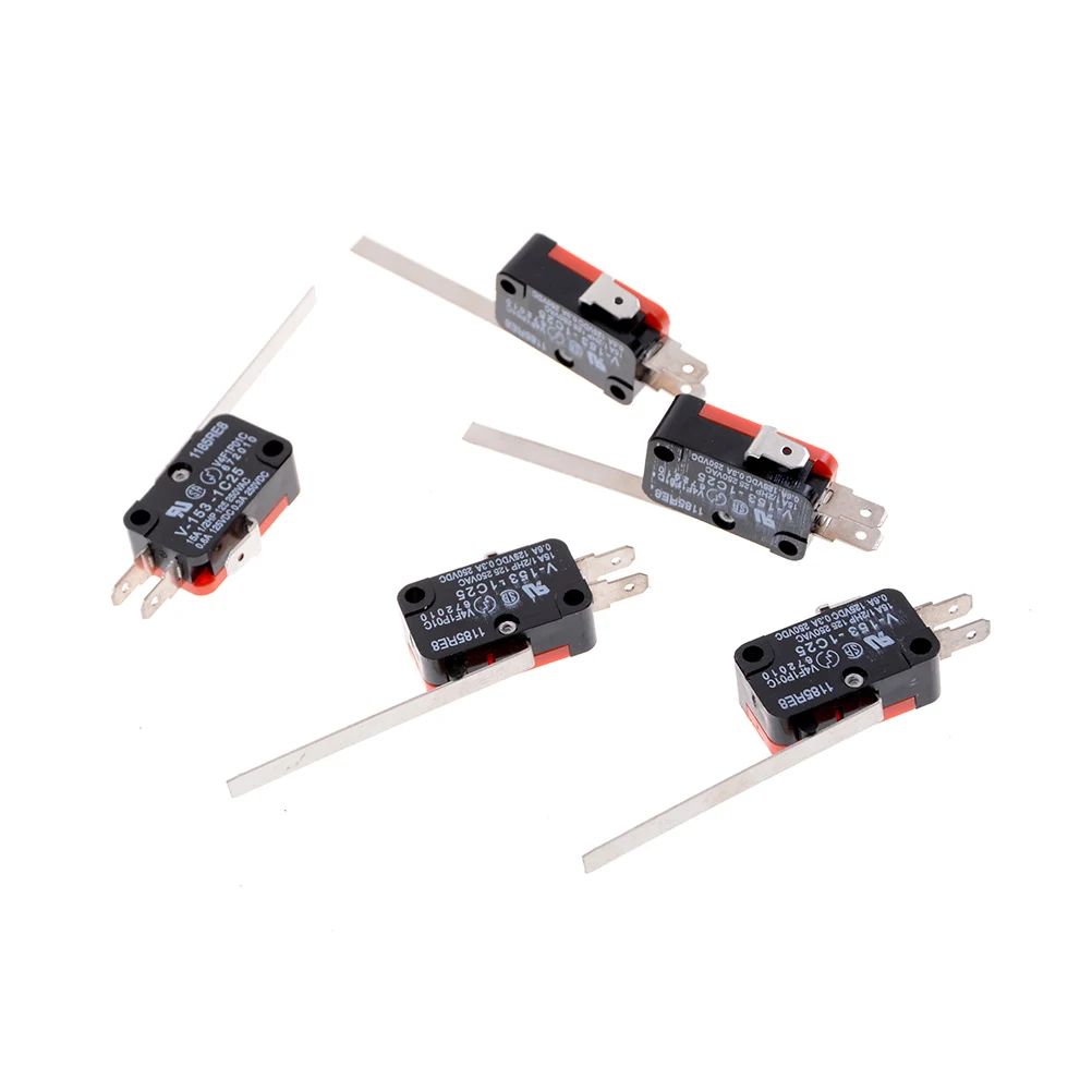 

5Pcs Hot Electrical Equipment Hinge Lever Micro Limit Switch SPDT V-153-1C 25 28x9x16mm