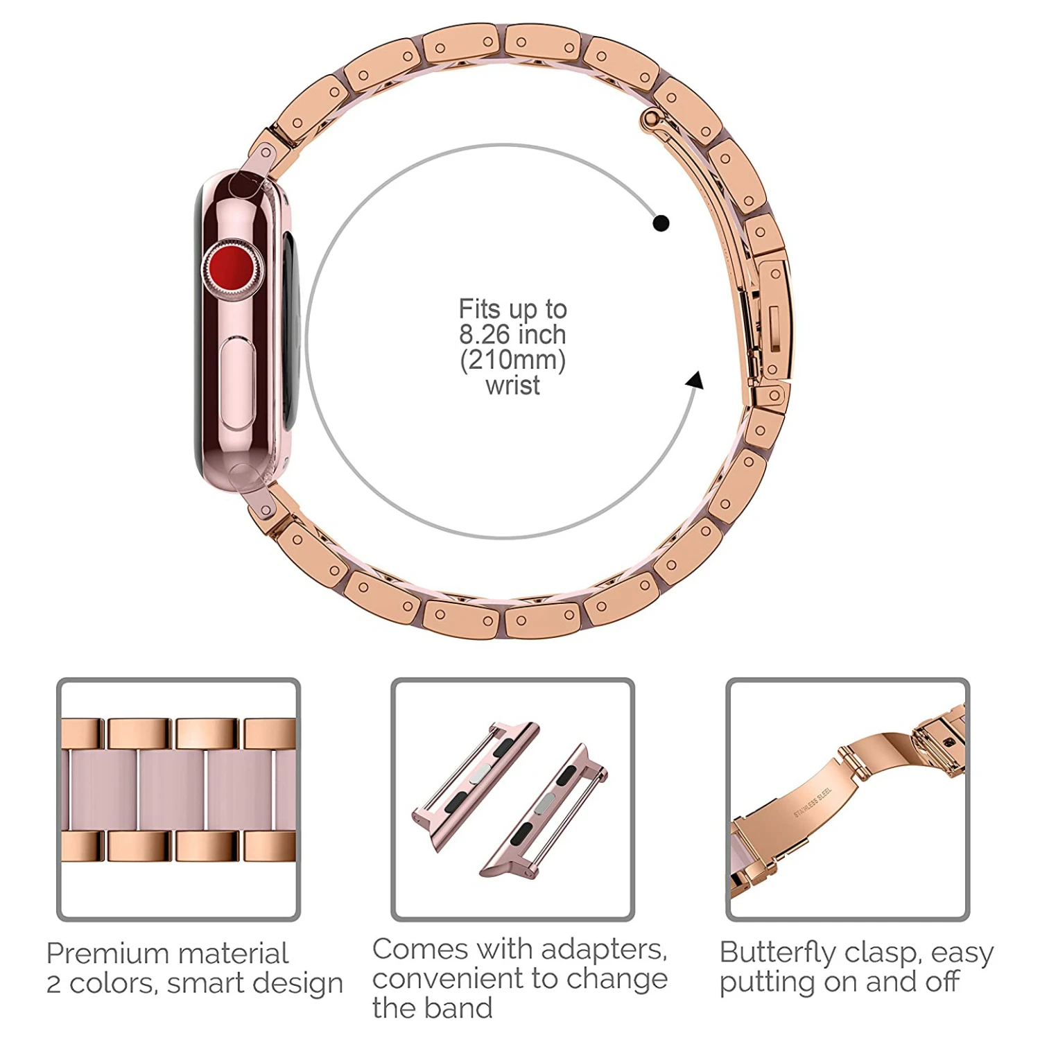 Resin Stainless Steel Strap Watchband for apple watch 5 band 44mm iwatch 42mm Series 5 4 3 2 Wrist Accessories loop 40m bracelet