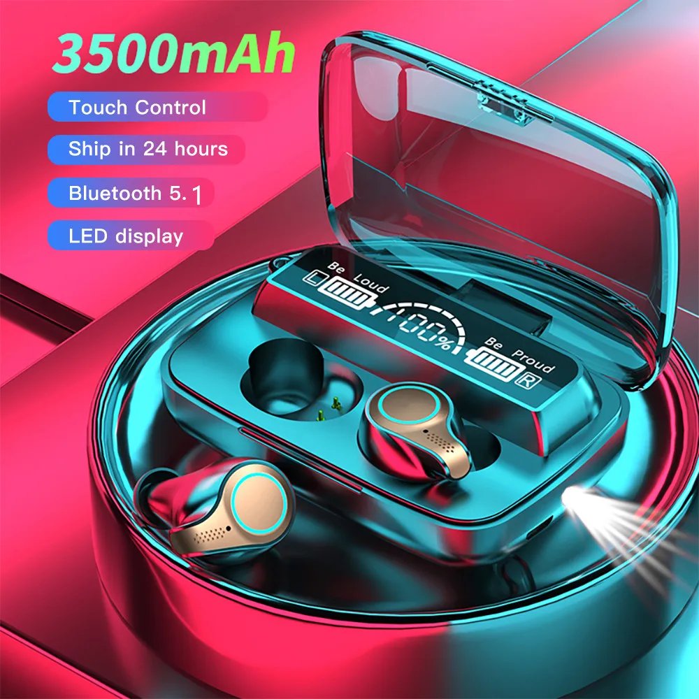 

M18 Tws 3500mAh Wireless Headphones Touch Control Sports Earphone Waterproof Headsets HIFI Stereo Earbuds With Microphones