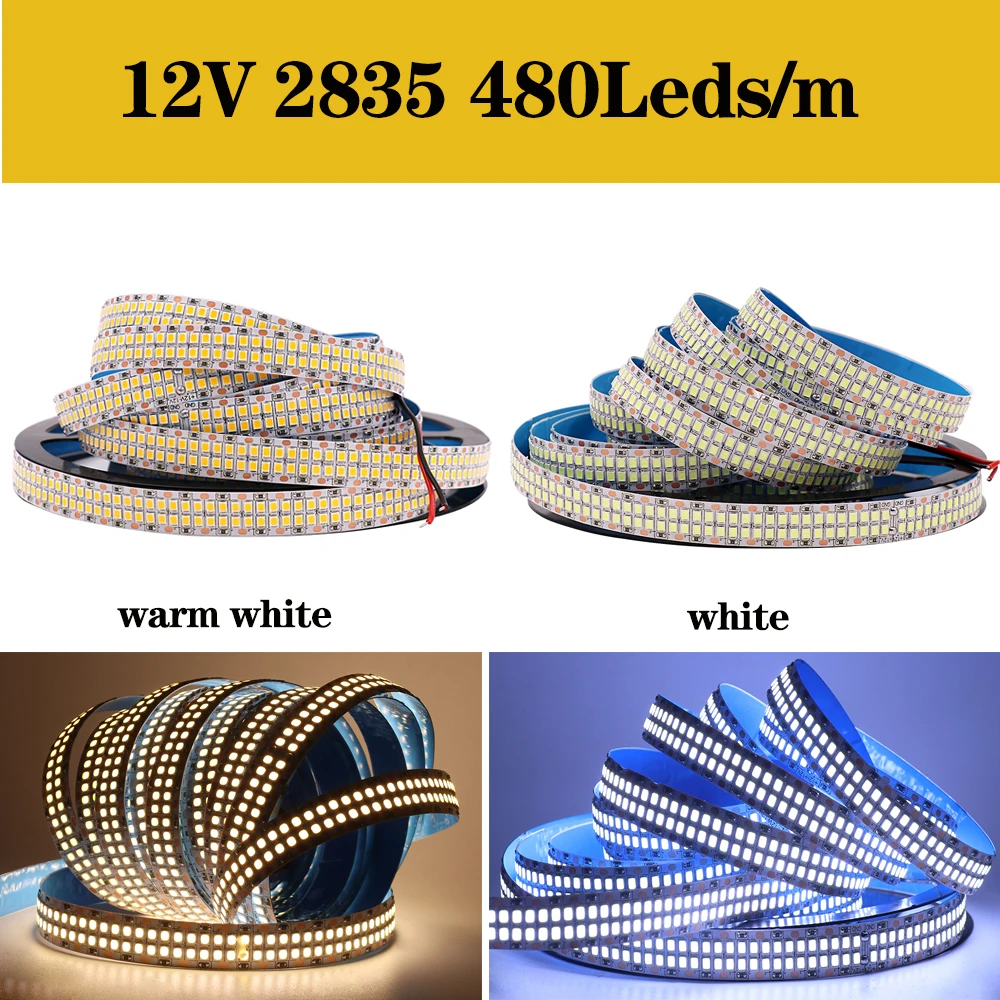 5M DC12V 2835 SMD LED Strip Light 300LEDS 1200LEDS 2400LEDS Waterproof Ribbon Tape Stable Super Bright Led home Decoration | Лампы и