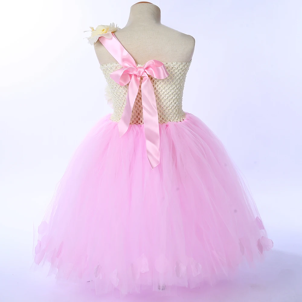 Розовое платье-пачка принцессы с цветами для девочек детские платья-пачки до