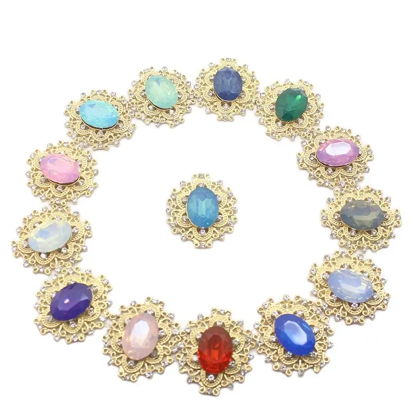 

10Pcs Alloy Resin Rhinestone Flat Back Buttons for Handmade Sewing DIY Bowknot Clothing Wedding Party Decoration Accessorie