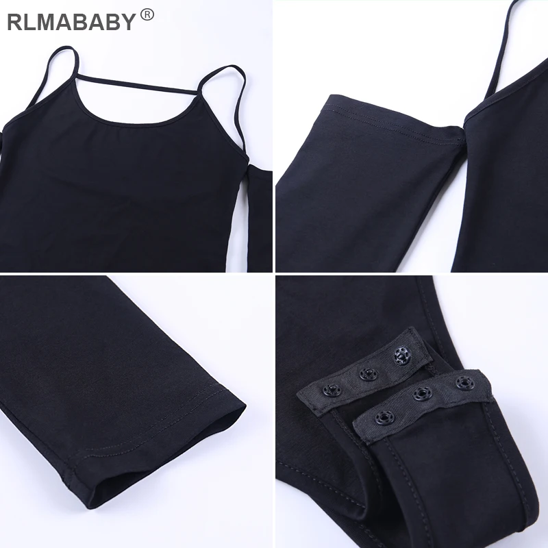 

RLMABABY Sexy Women Bodysuit Spaghetti Strap Long Sleeve Ladies Bodycon Rompers Jumpsuit Hollow Out Casual Female Bodysuit Top