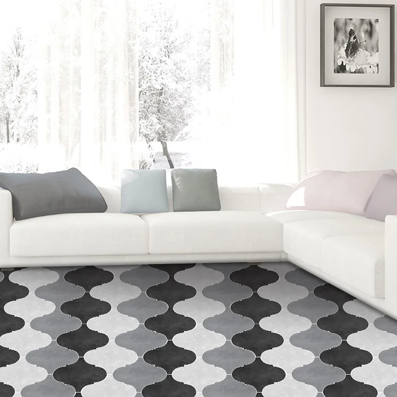 Черно-белые водонепроницаемые наклейки на пол для ванной комнаты самоклеющиеся