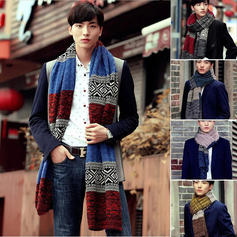

Winter Men's Shawl Fashion Casual Wrap Muffler Scarf Assorted Color Scarves Warm New 2021