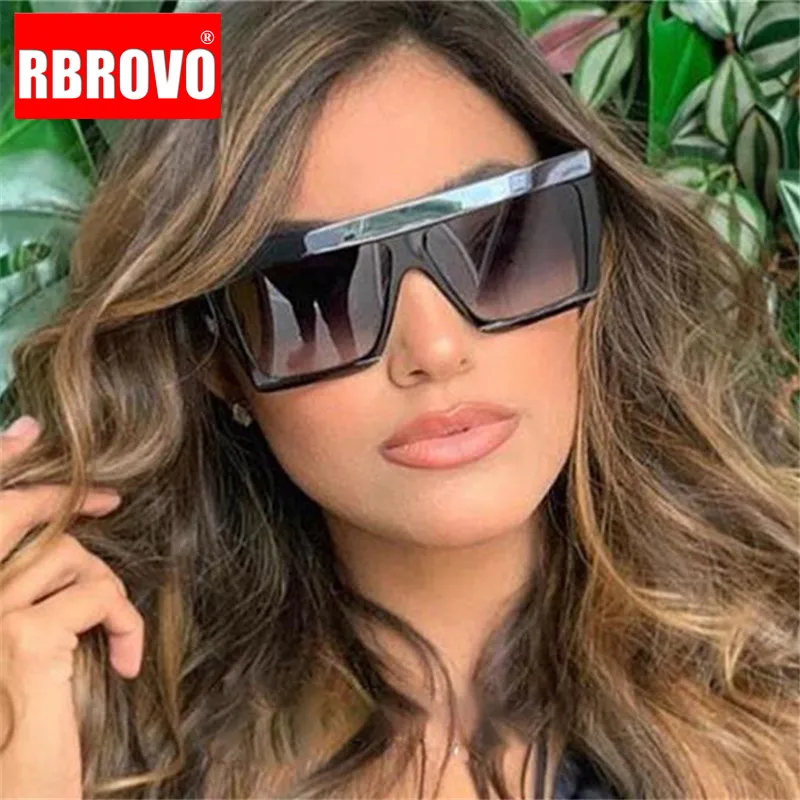 

RBROVO 2021 Fashion Large Frame Sunglasses Women Classic Square Retro Mirror Sun Glasses Men Street Beat Lunette De Soleil Femme