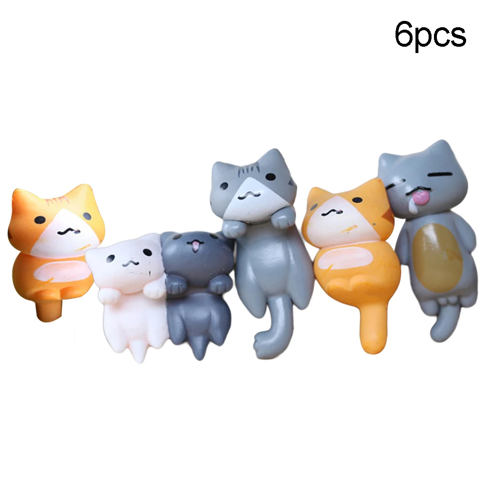 6 шт. Мультяшные кошки фигурки животных DIY миниатюрный пейзаж автомобиль