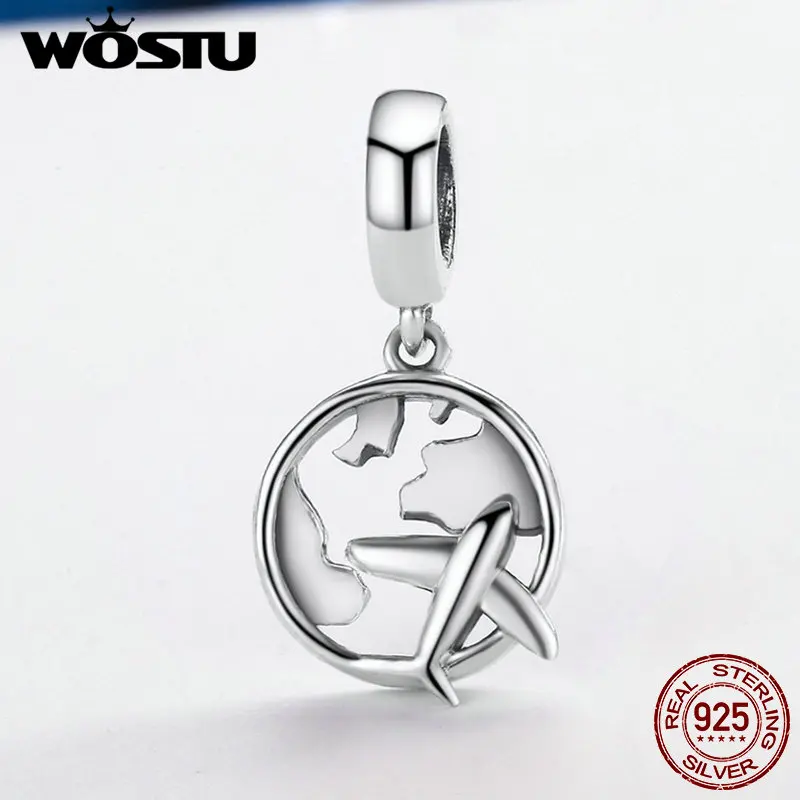 WOSTU New 925 Sterling Silver The Dream Of Traveling Dangle Beads Fit Original WOST Charm Bracelet DIY Jewelry Gift BKC242 | Украшения и