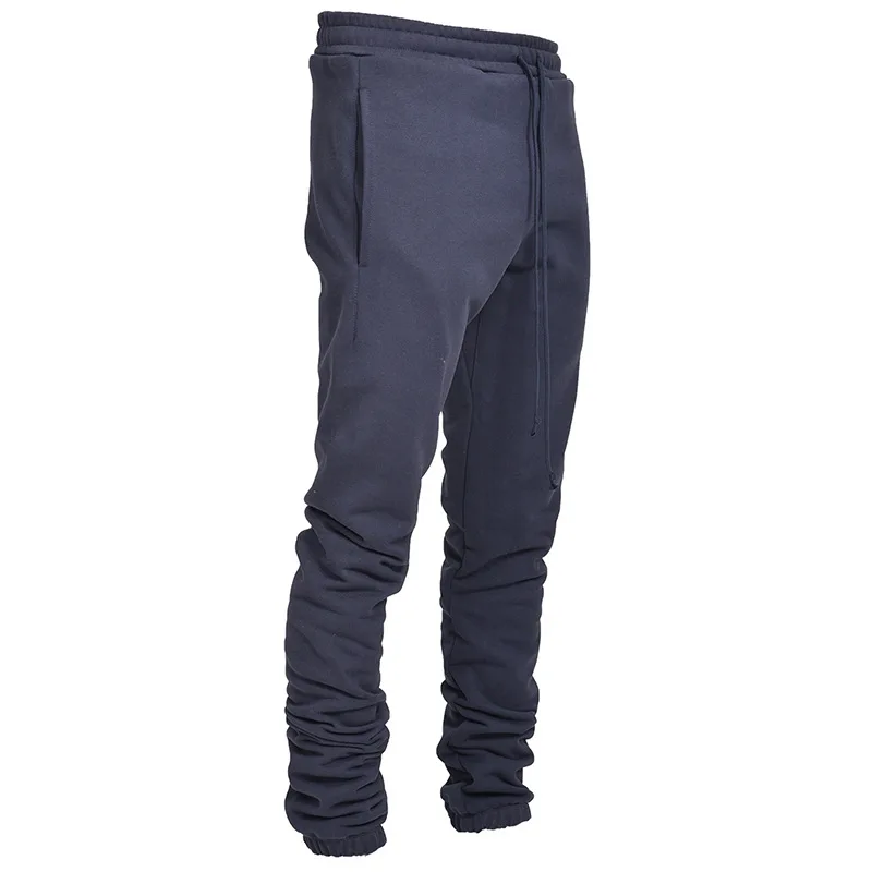 

2021 Men's New Autumn Fleece Fashion Casual Pants Elastic Lace Solid Color Knitted Sweatpants