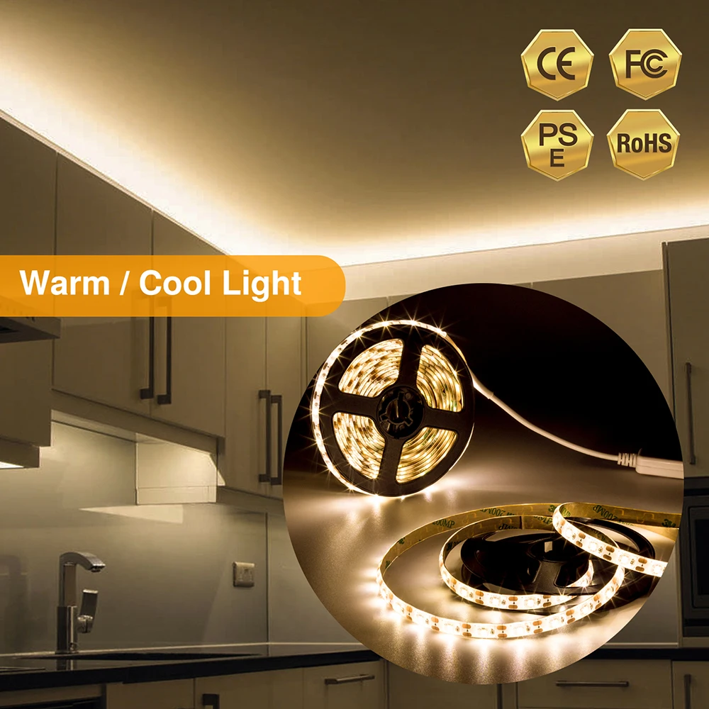 

LED Strip Light 5V USB Kitchen Lighting Waterproof LED Lamp Touch Nonpolar Dimming SMD 2835 TV Backlight Tiras Led Diode Tape