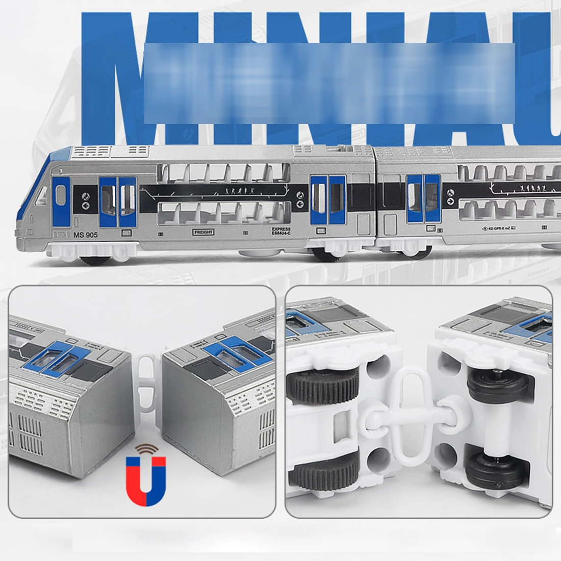 

1:87 Simulation Pull Back Car Double-deck Train Model Magnetic Motor Train High-speed Rail Toy