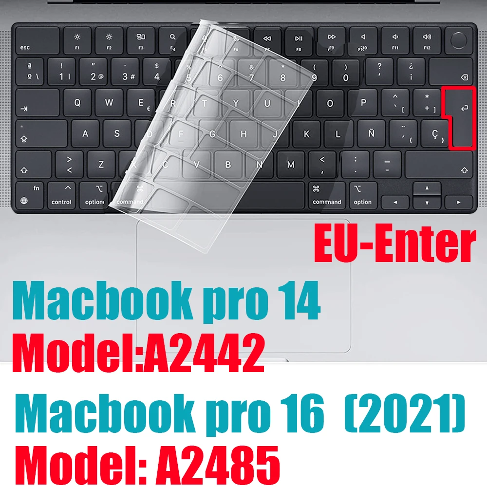 Чехол для клавиатуры из ТПУ нового MacBook Pro 14 дюймов 2021 M1 A2442/ 16 Max A2485 Ультратонкий