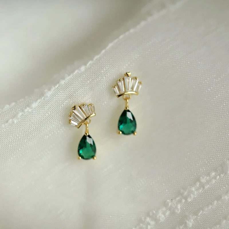 

YC5511E S925 Silver Fashion Exquisite Crown Water Drop Zircon Earrings Gift Party Banquet Woman Jewelry Earrings