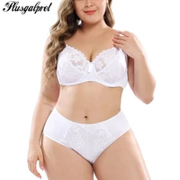 softrhyme plus size lingerie set unlined full lace coverage bra with bowknot ultrathin floral panty underwire bralettes