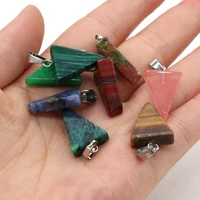 4pcs natural stone agates crystal triangle blue sand tiger eye charm pendant for jewelry making diy necklace bracelet 15x25mm