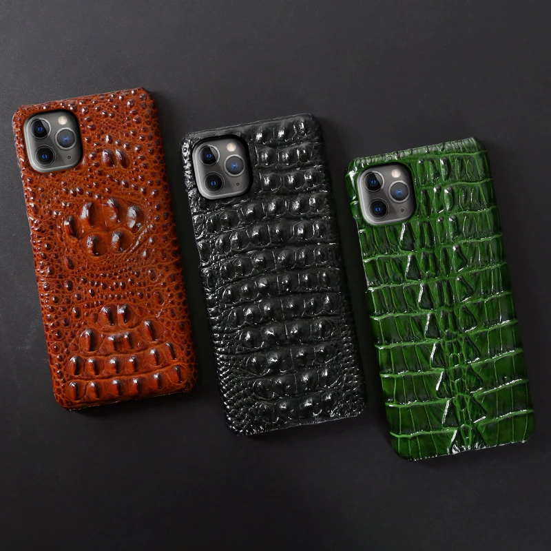 

Genuine Leather Phone Case For iPhone 12 Mini 11 Pro Crocodile Back Texture For Apple X XS Max XR 6 6S 7 8 Plus SE 2020 Cover