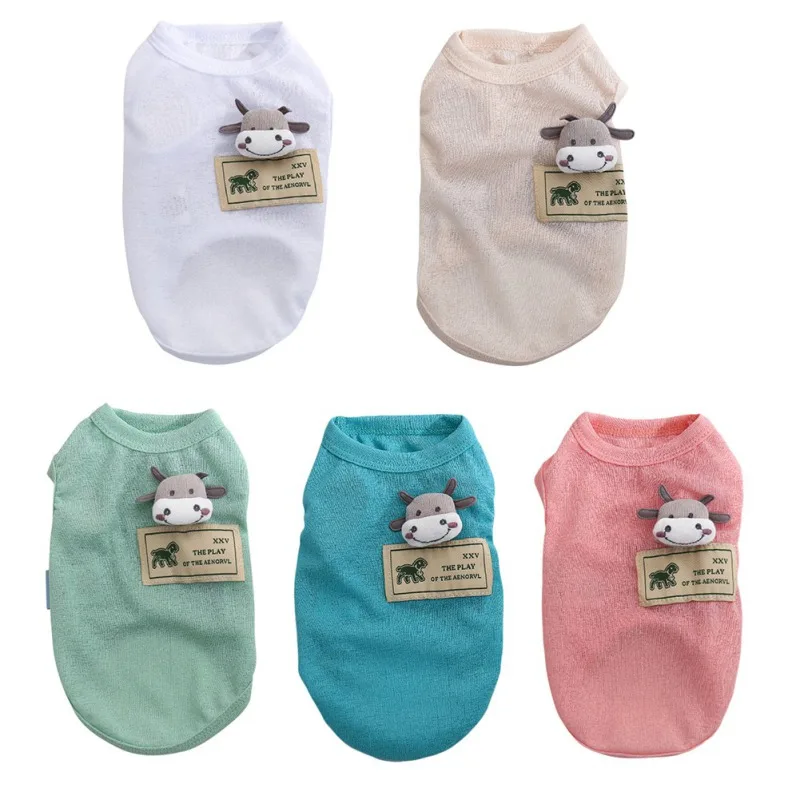 

Summer Dog Vest Pet Cooling T-shirt Clothes for Small Dog Supplies Puppy Clothes Cat Sleeveless Vest Cotton Pug Apparel Costumes
