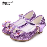 size 26 38 princess dancing shoes for girls children leather shoes butterfly knot sandals flower glitter shoes kids casual shoes