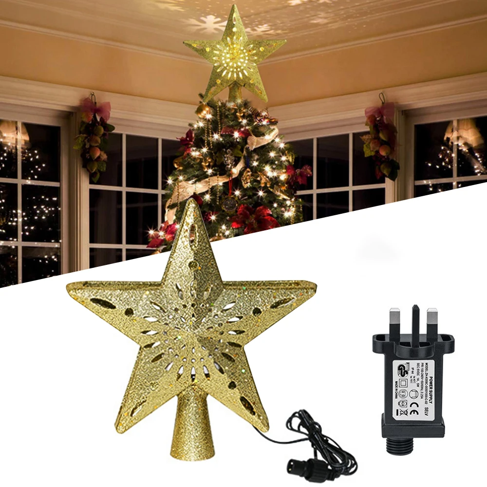 Светодиодный Пятиугольный Звездный светильник Рождественская елка снежинка