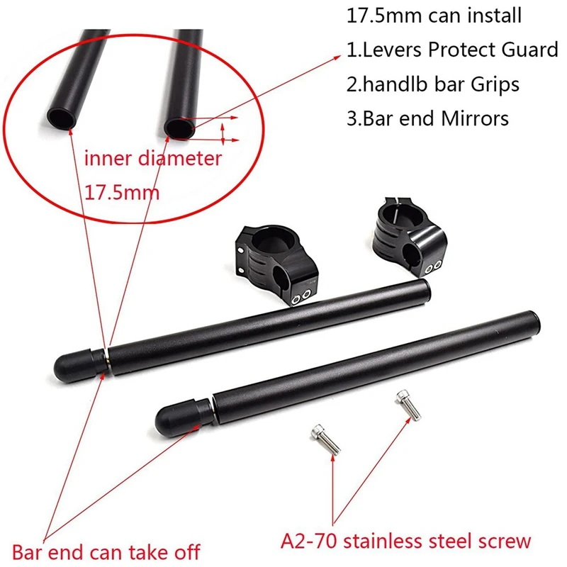 

Clip on Handle Bars HandleBars Fit for YAMAHA YZF-R6 YZFR6 YZF R6 2006-2016 Black