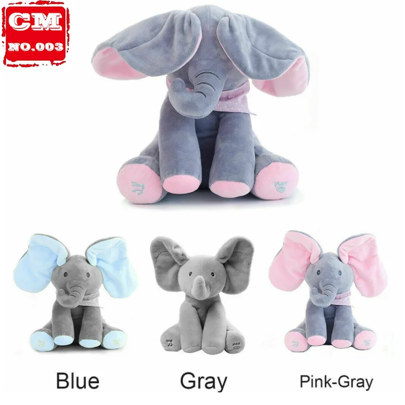 

30cm Peek A Elephant Stuffed Plush Doll Electric Toy Talking Singing Musical Toy Elephant Play Hide and Seek for Kids Toys