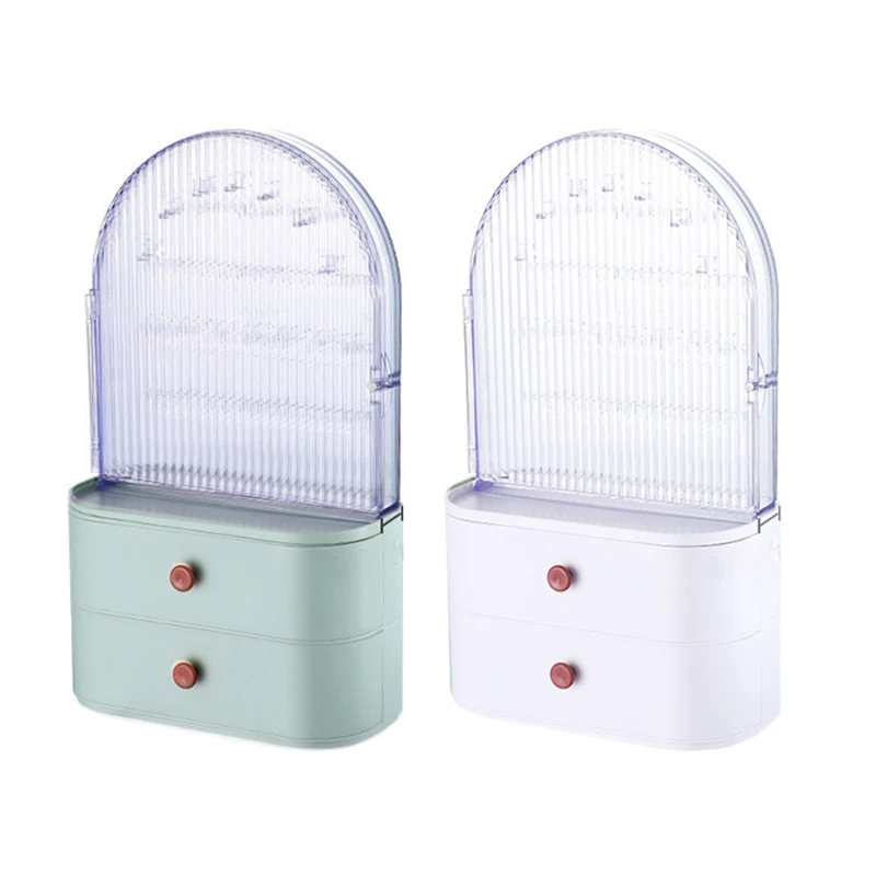 

N58F Large Capacity Jewelry Box Necklace Hanging Holder 2 Layer Drawer Watches Holder