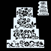 4pc flowers cake stencil diy wall layering painting template decoration scrapbooking embossing supplies reusable