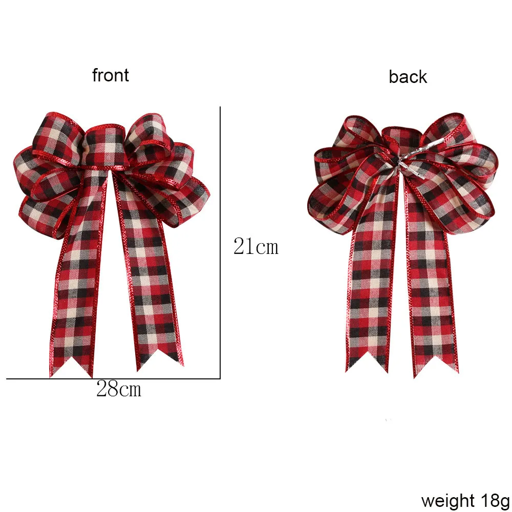 Бант для рождественской ёлки декоративные хлопковые банты в клетку ручной