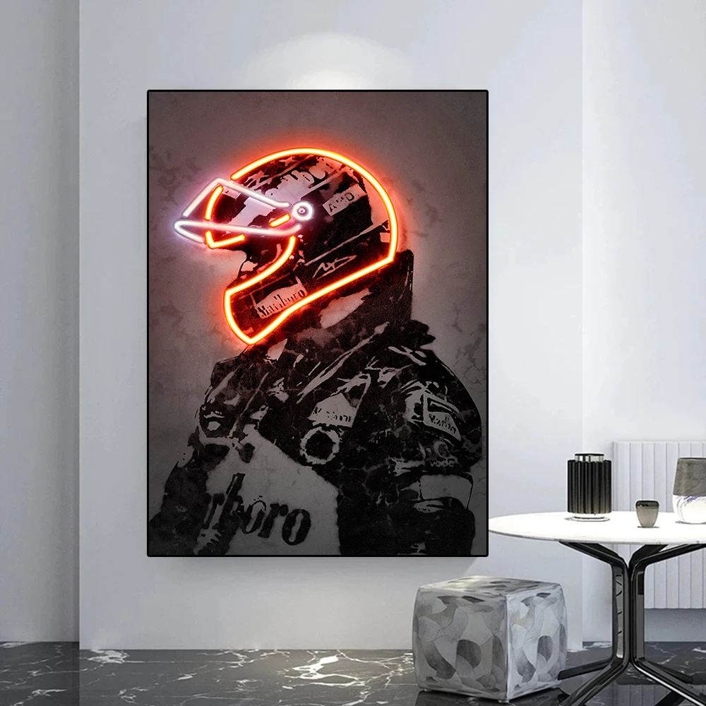 

Michael Neon Racing Suit Print Poster Modern Graffiti Schumacher Canvas Painting Retro Wall Art Pictures Bedroom Club Bar Decor