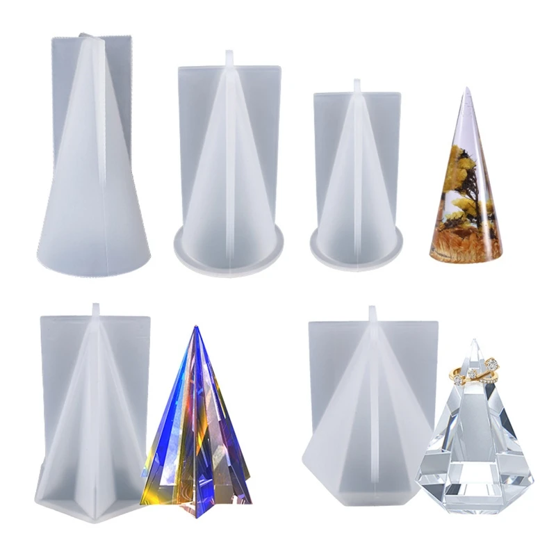 

8 Styles Hexagonal Cone Epoxy Resin Mold Pyramid Silicone Casting Mold for Making Jewelry Ring Holder Handmade DIY Tool