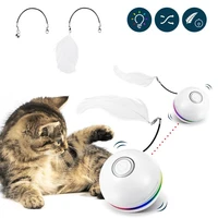 smart interactive cat toy colorful led self rotating ball with catnip bell and feather toys usb rechargeable cat kitten ball toy