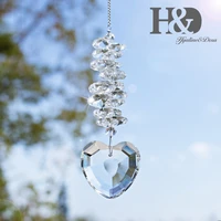 hd love heart shaped crystal suncatcher with octagonal beads glass craft window rainbow maker souvenir home decor wedding gift