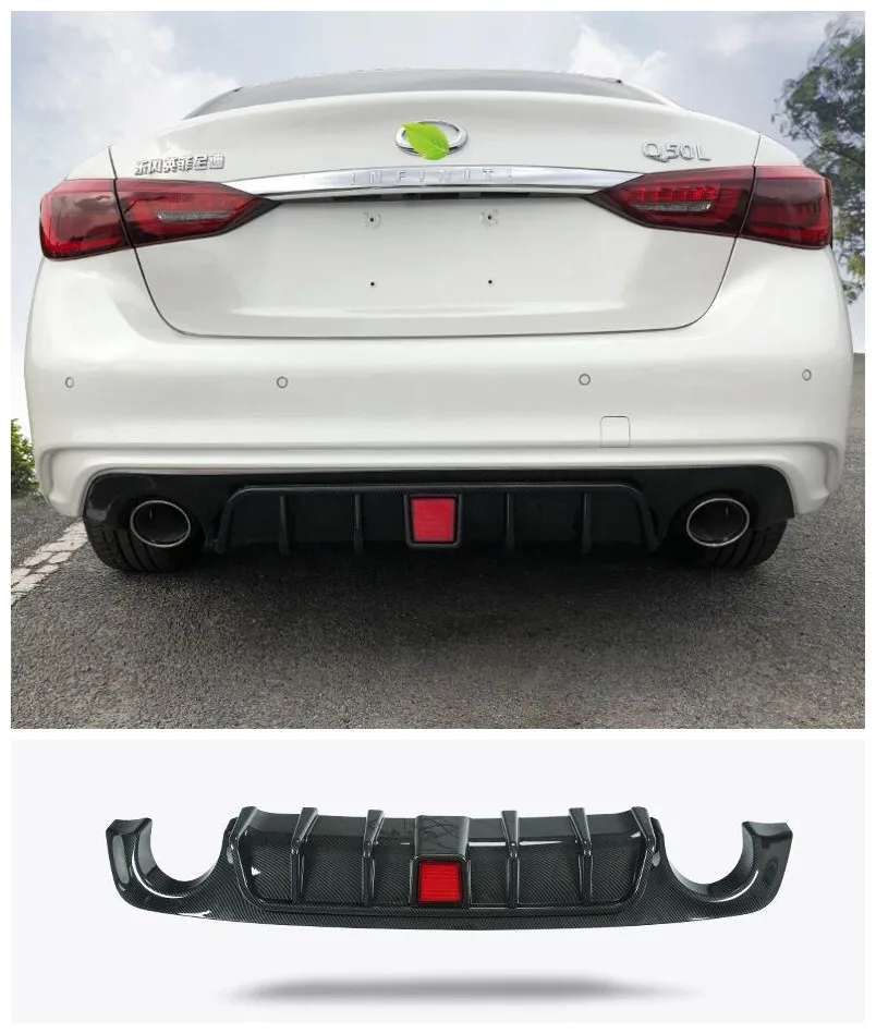 

High quality Carbon Fiber/ABS Car Rear Trunk Lip Bumper Diffuser Protector Fits For Infiniti Q50 Q50L 2018 2019
